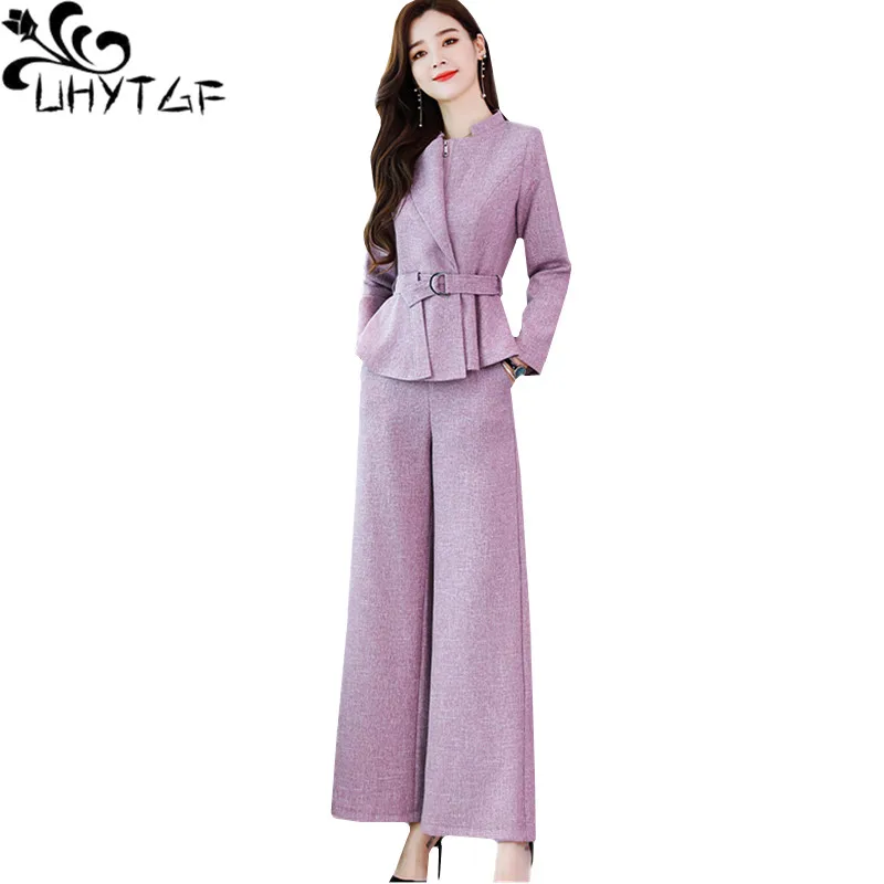UHYTGF 2020 new autumn 2 piece set women Solid color elegant Short coat Fashion high waist wide leg pants casual female suit 766
UHYTGF 2020 new autumn 2 piece set women Solid color elegant Short coat Fashion high waist wide leg pants casual female suit 766