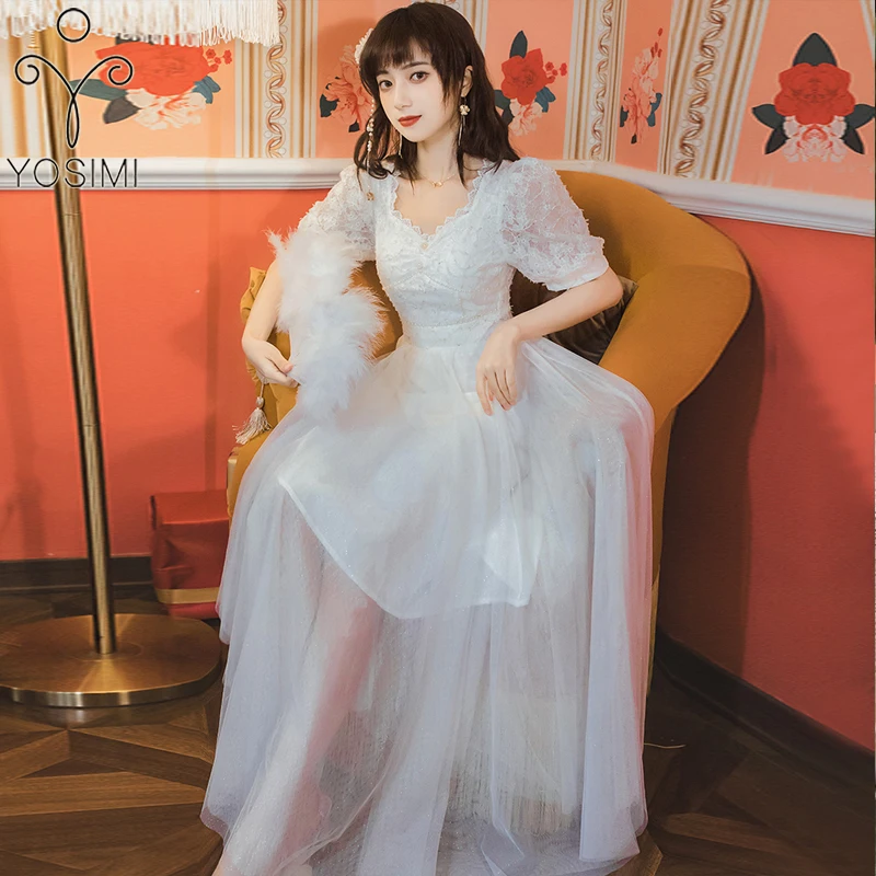 YOSIMI 2021 Summer White Mesh Embroidery Long Women Dress Strapless Collar Short Sleeve Fit and Flare Mid-Calf Pure Party Dress
YOSIMI 2021 Summer White Mesh Embroidery Long Women Dress Strapless Collar Short Sleeve Fit and Flare Mid-Calf Pure Party Dress
