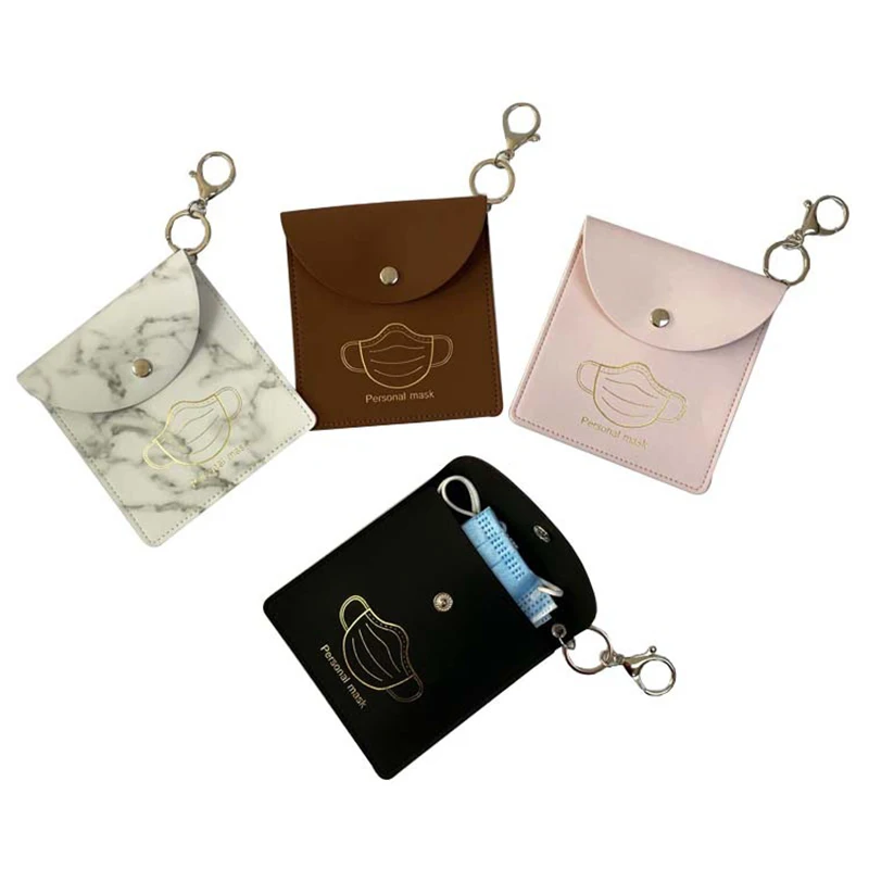Portable Mask Storage Bag PU Leather Dustproof Mask Clip Reusable Masks Container with Keychain Reusable Face Mask Holder
Portable Mask Storage Bag PU Leather Dustproof Mask Clip Reusable Masks Container with Keychain Reusable Face Mask Holder