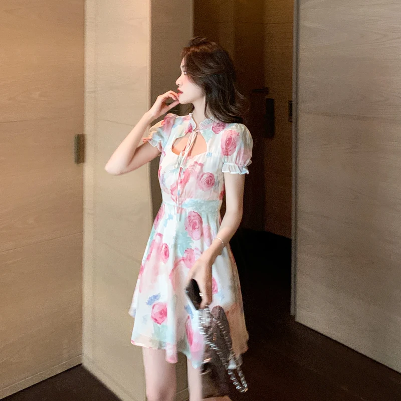 French elegant print Mini A line Dress one piece kroean ladies Summer Short SLeeve cabaret Sexy party Dresses for women
French elegant print Mini A line Dress one piece kroean ladies Summer Short SLeeve cabaret Sexy party Dresses for women