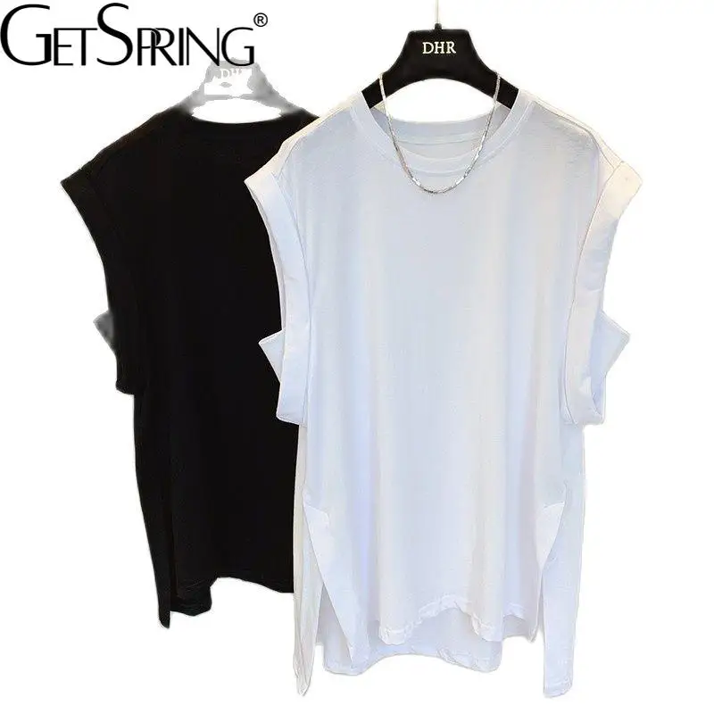 GetSpring Women T Shirt Cotton White Black T-shirt Irregular Split Ladies Summer Tops Loose Casual Long Women Tshirt 2021 New
GetSpring Women T Shirt Cotton White Black T-shirt Irregular Split Ladies Summer Tops Loose Casual Long Women Tshirt 2021 New