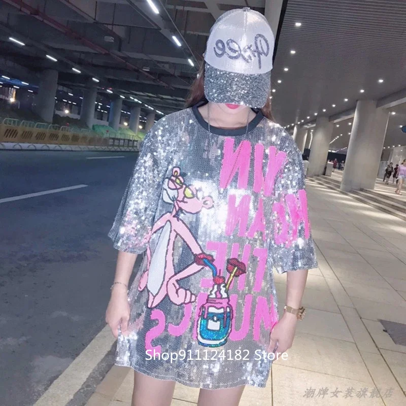 Super Fire cec Sequined Cartoon Plus Size T-shirt Women's Short-sleeved 2021 Hot Summer Mid-length Loose Heavy-Duty Glittery Top
Super Fire cec Sequined Cartoon Plus Size T-shirt Women's Short-sleeved 2021 Hot Summer Mid-length Loose Heavy-Duty Glittery Top