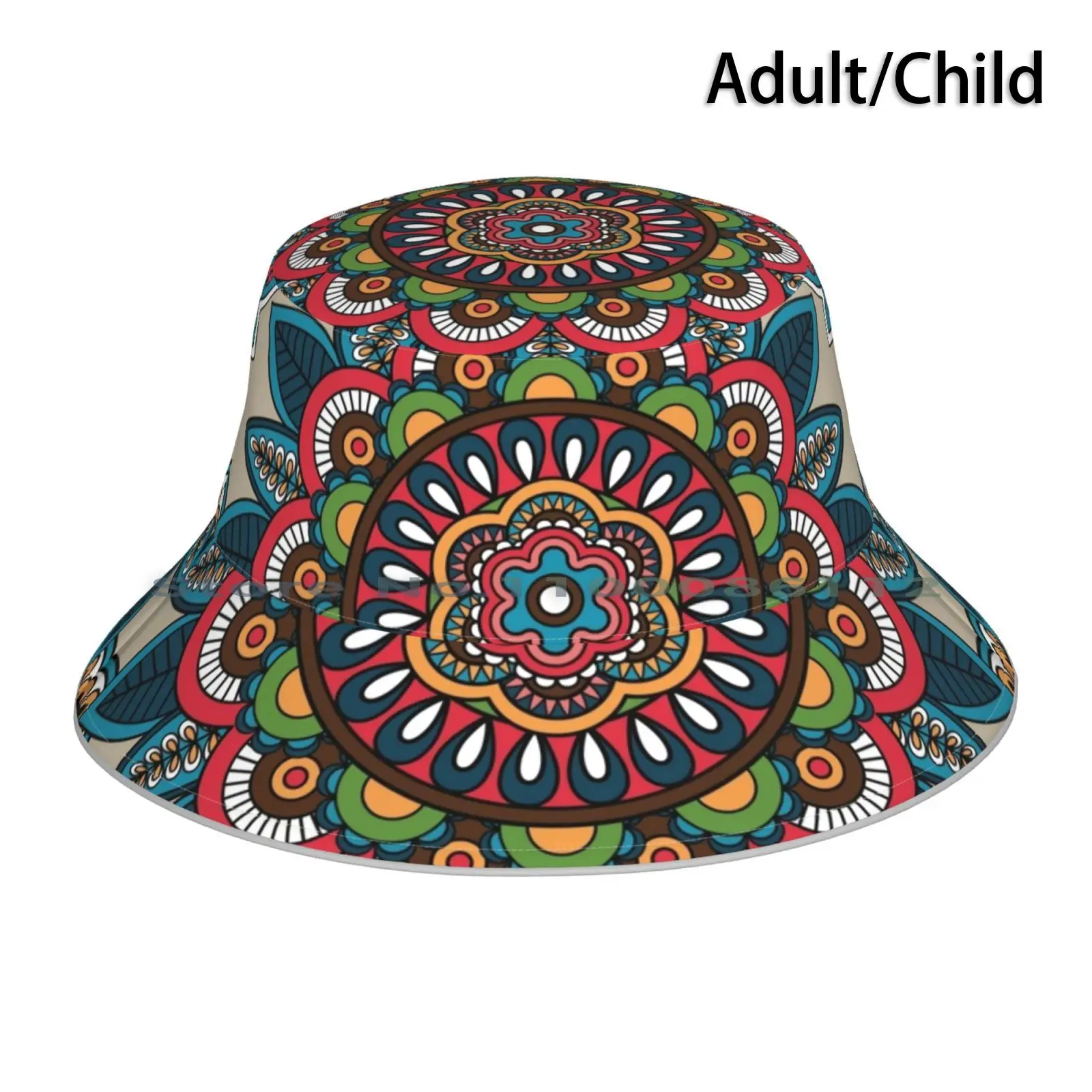 

Mandala Colorful Design Bucket Hat Sun Cap Gypsy Hippie Hippy Mandala Flower Of Life Sacred Geometry Golden Ratio Nature Peace