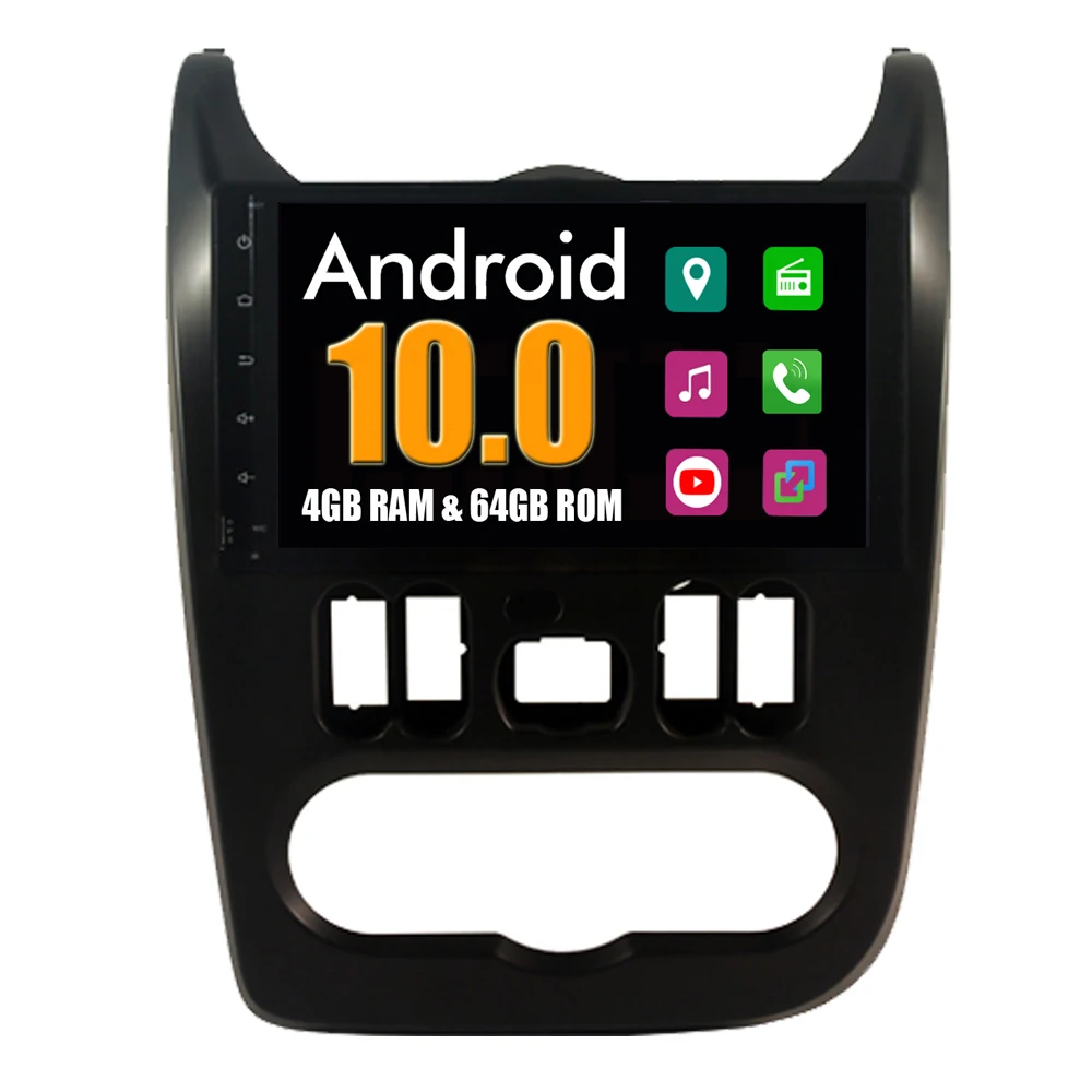 Автомобильный радиоприемник RoverOne с GPS ДЛЯ Renault Logan I Sandero Lada Lergus Dacia 2008 Duster Android 10