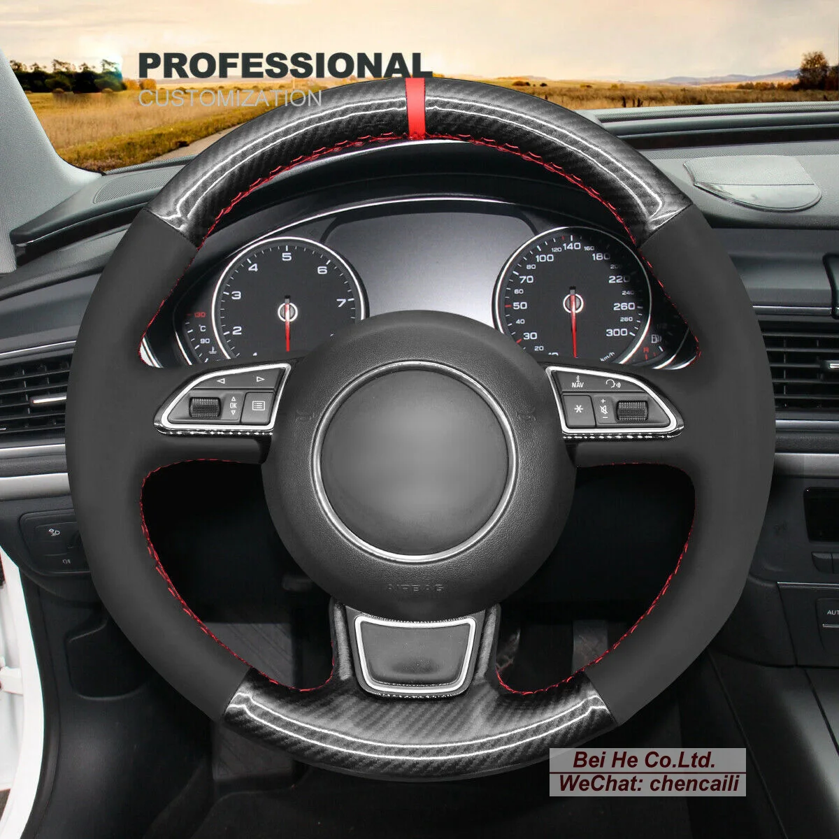 DIY Hand Stitching PU Carbon Fiber Black Suede Car Steering Wheel Cover for Audi A3 2015-2016 / A4 2015-2016 / A5 2013-2017
DIY Hand Stitching PU Carbon Fiber Black Suede Car Steering Wheel Cover for Audi A3 2015-2016 / A4 2015-2016 / A5 2013-2017