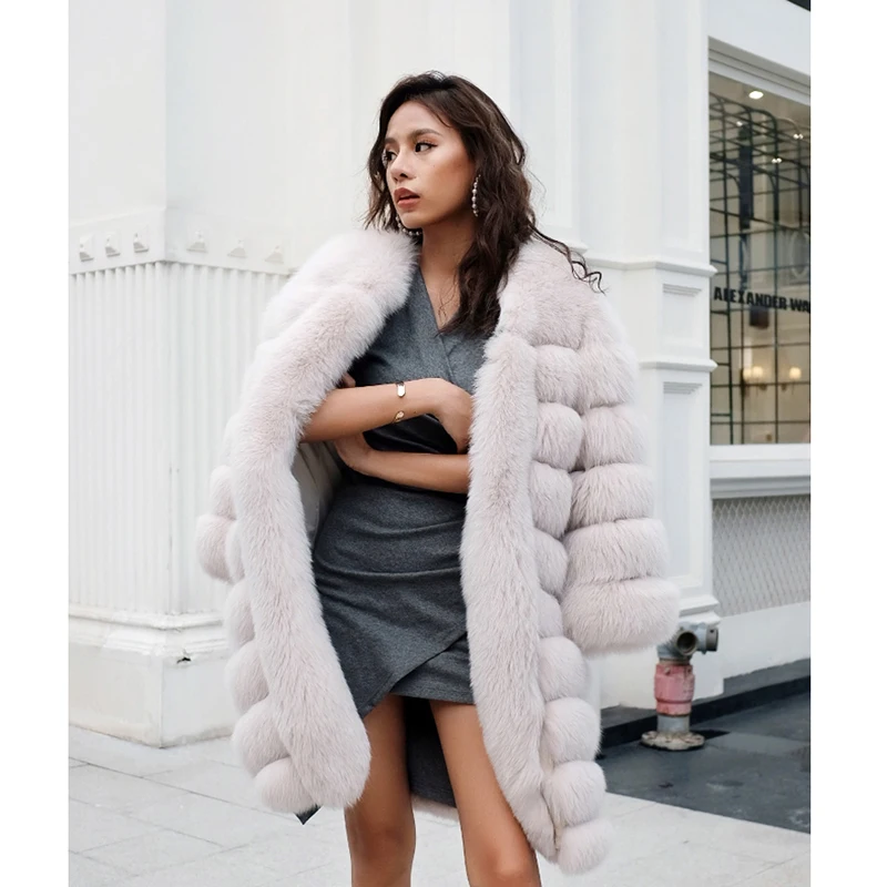 CP искусственный Лисий мех длинное пальто для женщин модные меховые куртки с