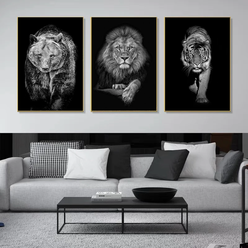 Black and White Wall Art Lion Elephant Tiger Leopard Animal Canvas Painting Posters Prints Pictures Living Room Home Decoration
Black and White Wall Art Lion Elephant Tiger Leopard Animal Canvas Painting Posters Prints Pictures Living Room Home Decoration
