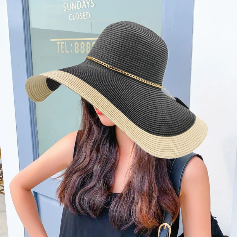 HT3547 Summer Hat Women Large Wide Brim Beach Hat Lady Patchwork Packable Straw Hat Female Fashion Anti-UV Beach Cap Panama Hat 
HT3547 Summer Hat Women Large Wide Brim Beach Hat Lady Patchwork Packable Straw Hat Female Fashion Anti-UV Beach Cap Panama Hat