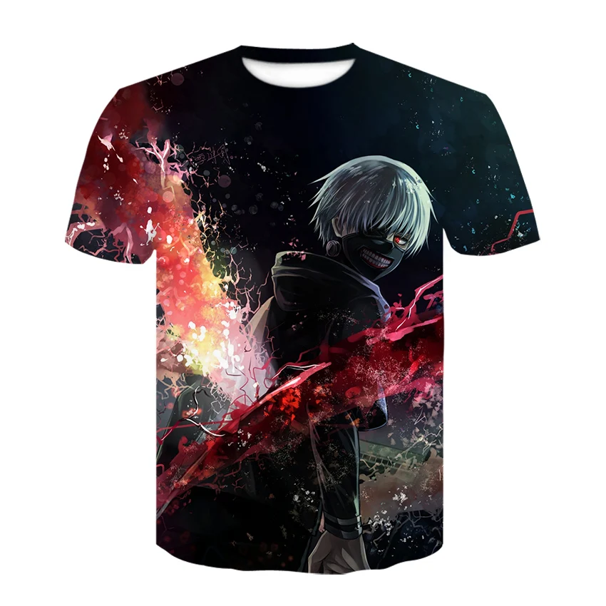 Забавные футболки футболка Tokyo Ghoul мужские с рисунком крови Повседневная рубашка