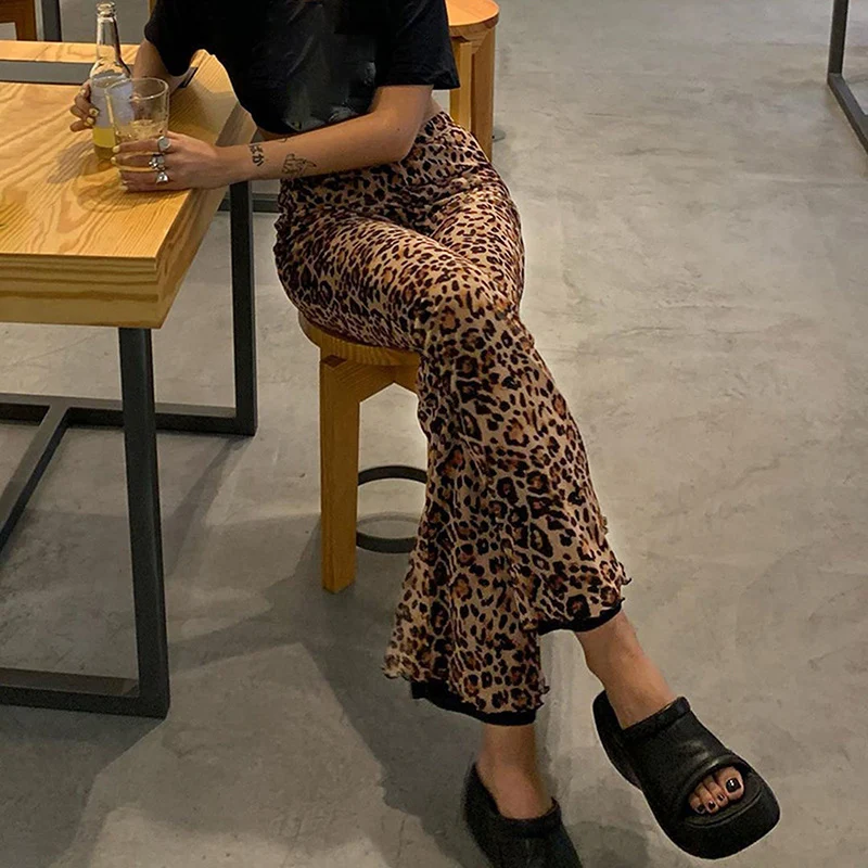 Women Leopard Trousers Thin Mesh Casual Party Street Loose Sliming Wide Leg Brown Pants
Women Leopard Trousers Thin Mesh Casual Party Street Loose Sliming Wide Leg Brown Pants
