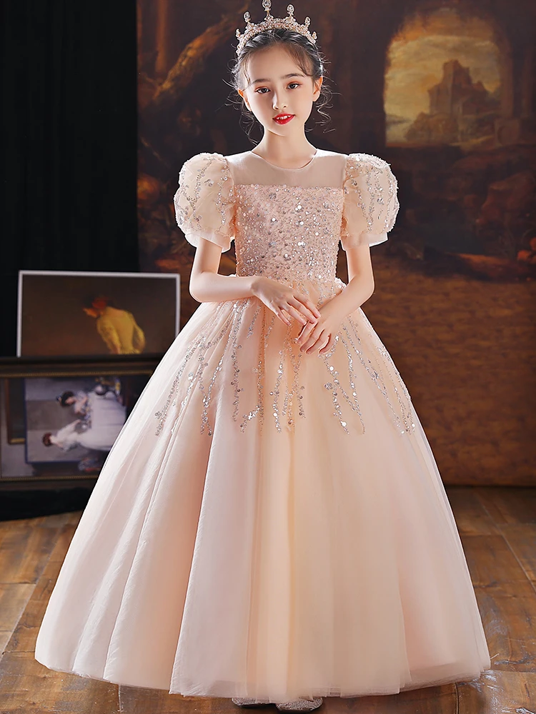 Детское вечернее платье с круглым вырезом, длиной до пола
Детское вечернее платье с круглым вырезом, длиной до пола