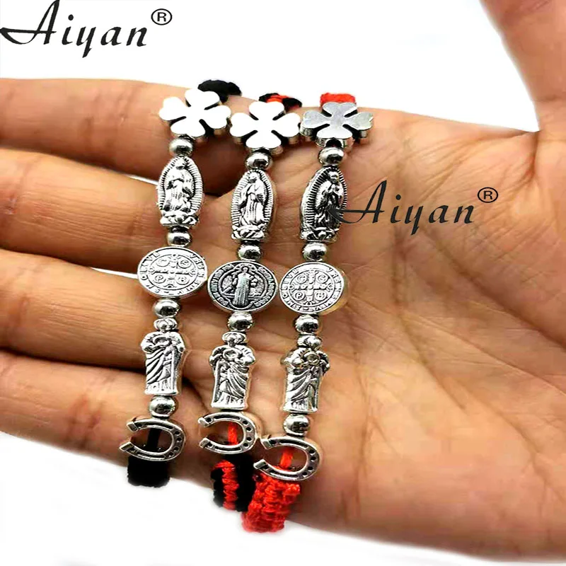 12 Pieces Religions The Father And Virgin Saint Benedict Horseshoes And Four-Leaf Clovers Alloy Accessories Hand-Woven Bracelet
12 Pieces Religions The Father And Virgin Saint Benedict Horseshoes And Four-Leaf Clovers Alloy Accessories Hand-Woven Bracelet