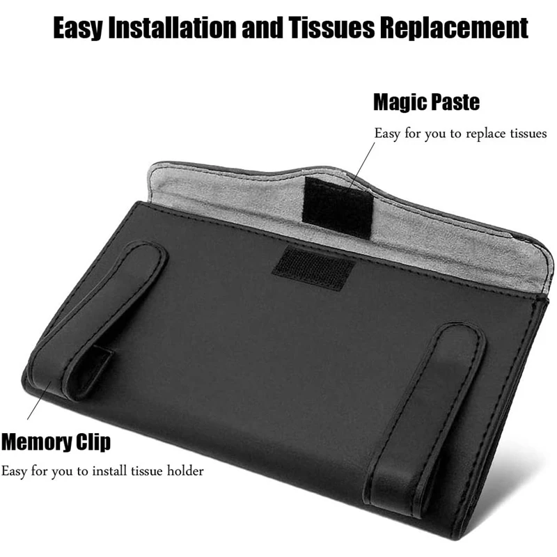 2PCS Car Tissue Holder Visor Napkin Case Leather Backseat Door Tissue Holder Car Hanging Towel Paper Tissues Box Black
2PCS Car Tissue Holder Visor Napkin Case Leather Backseat Door Tissue Holder Car Hanging Towel Paper Tissues Box Black
