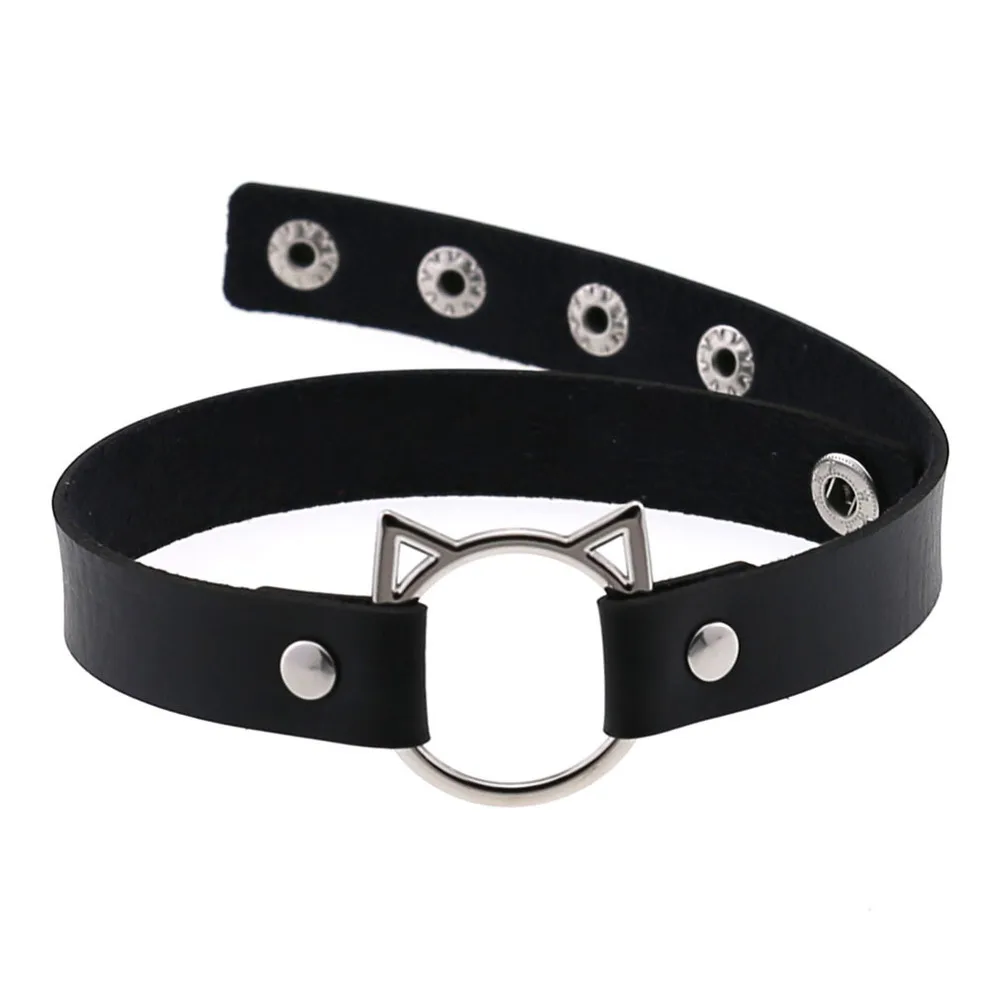 

ZIMNO 2020 gothic PU Leather Lock hollow cat Spike Rivet sexy Collar Studded Punk choker necklace for women chocker goth Jewelry