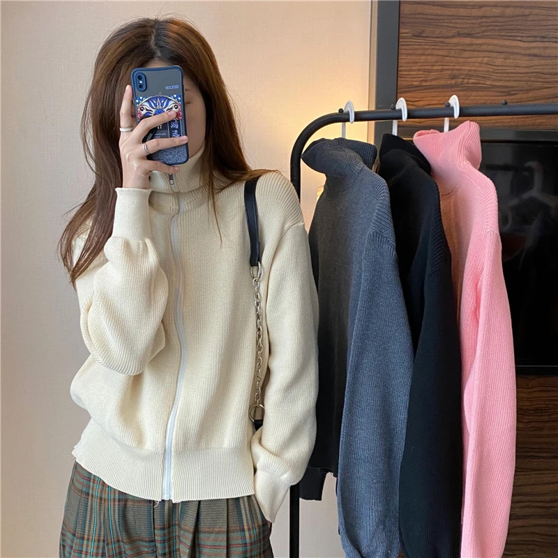 Spring New Office Lady Casual Loose High Neck Long Sleeve Zipper Print Patchwork Thick Knit Solid Color Cardigan Jacket Sweater
Spring New Office Lady Casual Loose High Neck Long Sleeve Zipper Print Patchwork Thick Knit Solid Color Cardigan Jacket Sweater