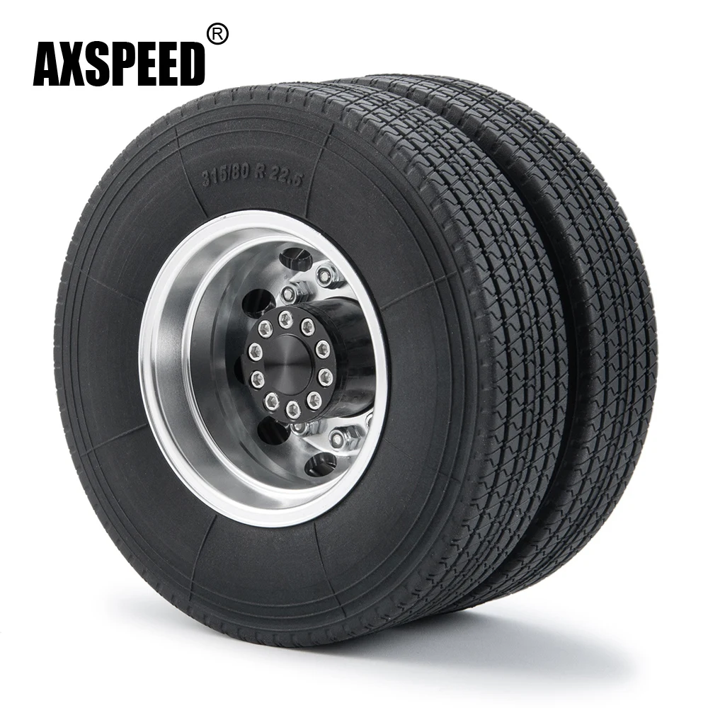 AXSPEED 2Pcs Metal Rear Wheel Hub Rims with 4Pcs 22mm Width Black Rubber Tires for 1/14 Tamiya RC Trailer Tractor Truck Car Part
AXSPEED 2Pcs Metal Rear Wheel Hub Rims with 4Pcs 22mm Width Black Rubber Tires for 1/14 Tamiya RC Trailer Tractor Truck Car Part