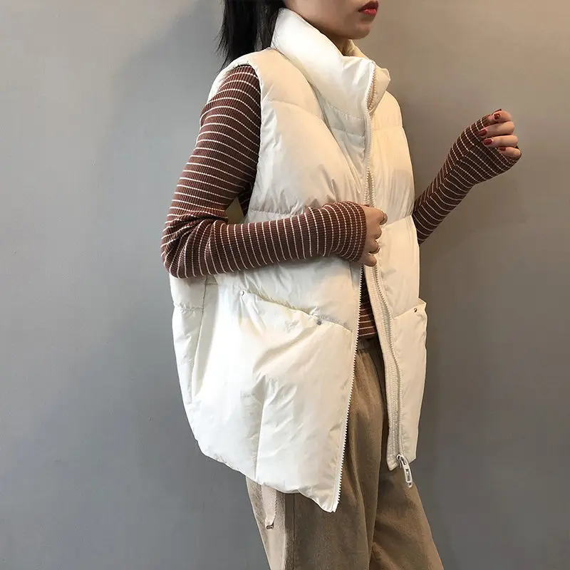 2021 New Body Warmer Women's Down Cotton Vest Jacket Loose White Down Cotton Thick Waistcoat Vest Zipper Sleeveless Coat Women
2021 New Body Warmer Women's Down Cotton Vest Jacket Loose White Down Cotton Thick Waistcoat Vest Zipper Sleeveless Coat Women