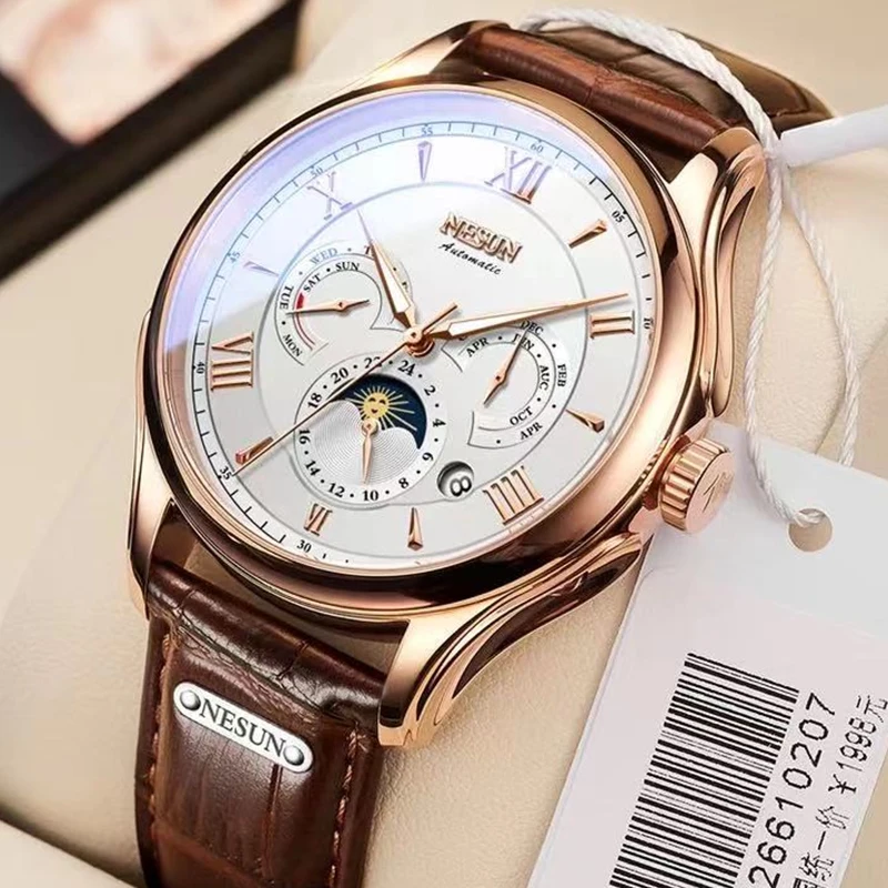 NESUN Men Mechanical Watch Luxury Automatic Watch Leather Waterproof Sports Moon Phase Wristwatch relogio masculino 9030
NESUN Men Mechanical Watch Luxury Automatic Watch Leather Waterproof Sports Moon Phase Wristwatch relogio masculino 9030