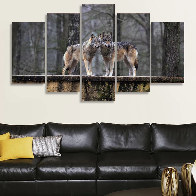 HD Printed 5 Pieces Canvas Art Painting Brown Wolf Couple Poster Wall Pictures for Living Room Home Decor
HD Printed 5 Pieces Canvas Art Painting Brown Wolf Couple Poster Wall Pictures for Living Room Home Decor
