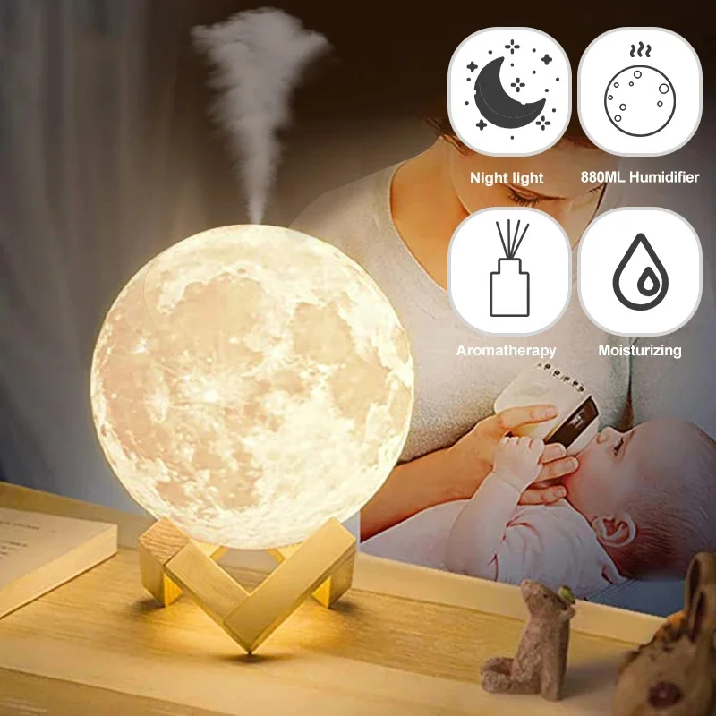3D Moon Lamp USB Office Home Air Humidifier Aromatherapy Essential Oil Ultrasonic Humidifier Night Cold Demister Purifier
3D Moon Lamp USB Office Home Air Humidifier Aromatherapy Essential Oil Ultrasonic Humidifier Night Cold Demister Purifier