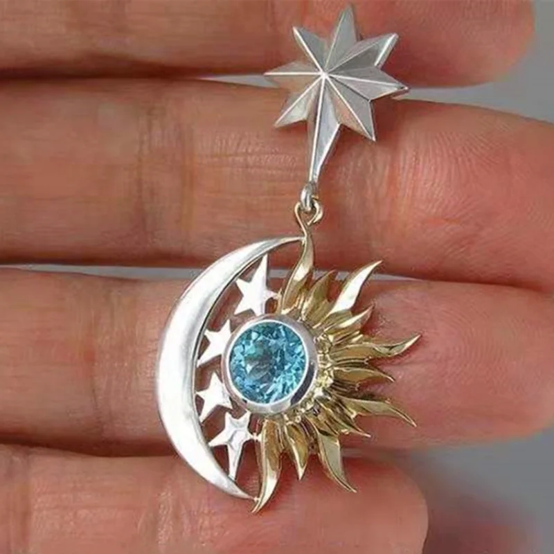 New Bohemia Gold&Silver Color Star Moon Pendant Necklaces for Women Blue CZ Stone Inlay Sun Necklace Fashion Jewelry Party Gift
New Bohemia Gold&Silver Color Star Moon Pendant Necklaces for Women Blue CZ Stone Inlay Sun Necklace Fashion Jewelry Party Gift