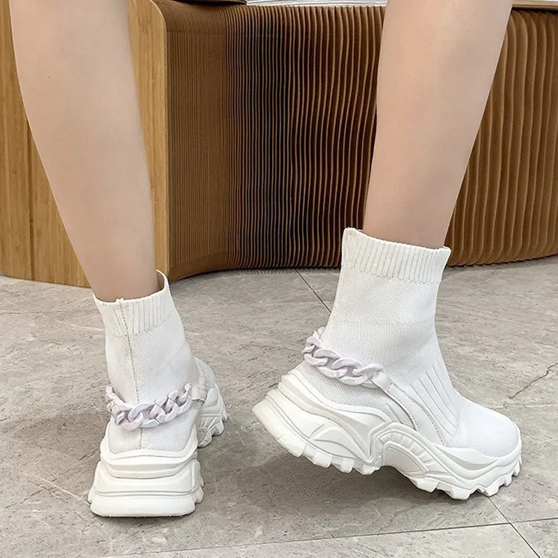 New Spring Socks Shoes Breathable High-Top Women Platform Shoes Fashion Sneakers Stretch Fabric Casual Slip-On Ladies Shoes
New Spring Socks Shoes Breathable High-Top Women Platform Shoes Fashion Sneakers Stretch Fabric Casual Slip-On Ladies Shoes