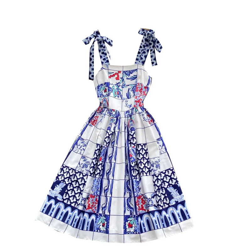 Europe Style Fashion Summer Women Lace-up Sleeveless Vintage Print Spaghetti Strap A Line Dress Ladies Party Dresses Vestido
Europe Style Fashion Summer Women Lace-up Sleeveless Vintage Print Spaghetti Strap A Line Dress Ladies Party Dresses Vestido