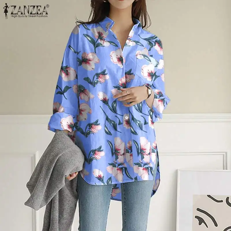 Spring Autumn Lapel Loose Shirt Women Fashion Floral Printed Tops ZANZEA Vintage Long Sleeve Blusa Female Baggy Irregular Blouse
Spring Autumn Lapel Loose Shirt Women Fashion Floral Printed Tops ZANZEA Vintage Long Sleeve Blusa Female Baggy Irregular Blouse