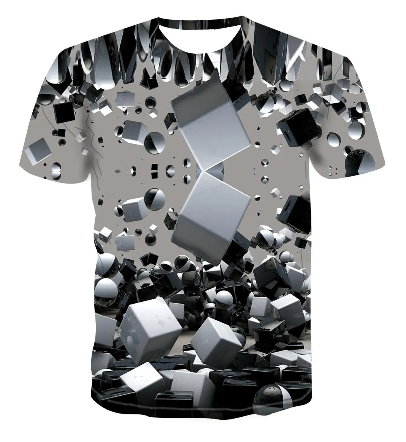 Популярная новинка 2020 модная футболка с геометрическим рисунком Мужская простой