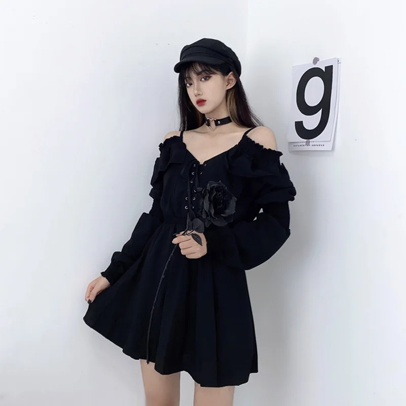 2020 Autumn Women Dress Plus Size 4XL Lace Up Black Slim Sexy High Waist Femme Dresses Off Shoulder Long Sleeve Gothic Clothes
2020 Autumn Women Dress Plus Size 4XL Lace Up Black Slim Sexy High Waist Femme Dresses Off Shoulder Long Sleeve Gothic Clothes