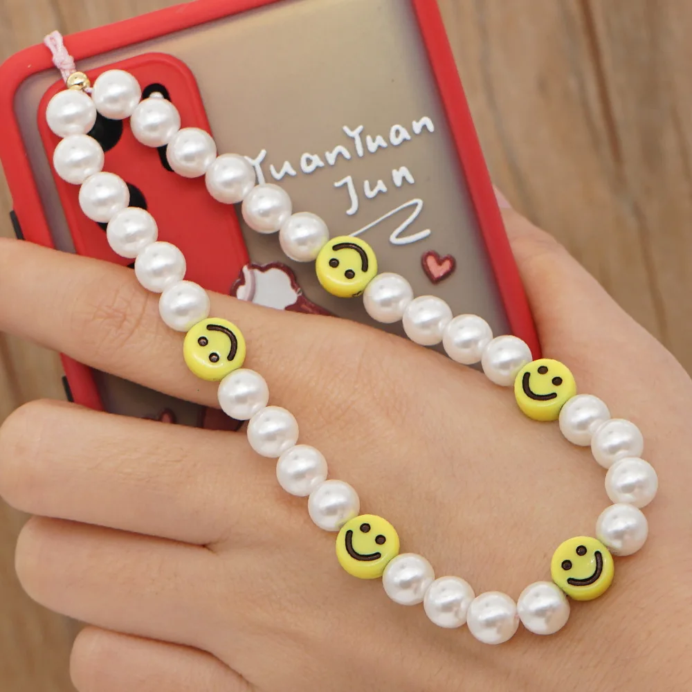 2021 New Smilie Face Simulated Pearl Phone Chain Novelty Fashion Colorful Resin Bead Cell Phone Chain Anti-Lost Lanyard Gift
2021 New Smilie Face Simulated Pearl Phone Chain Novelty Fashion Colorful Resin Bead Cell Phone Chain Anti-Lost Lanyard Gift