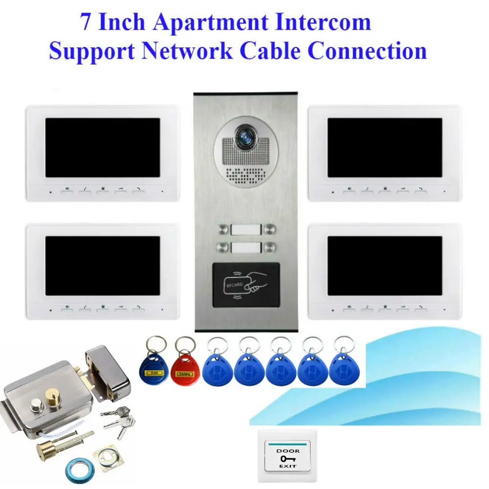 7" Video Door Phone 2 to 4 Monitors For Apartment Families Doorbell Intercom Kits RFID 700TVL IR Camera Doorphone
7" Video Door Phone 2 to 4 Monitors For Apartment Families Doorbell Intercom Kits RFID 700TVL IR Camera Doorphone