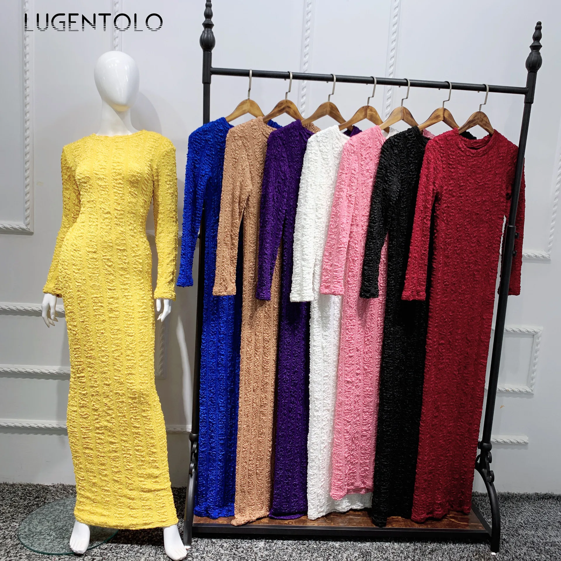 Lugentolo Women Dress Super Elastic Slim Fashion Autumn Winter Simple Bottoming Dress Round Neck Female Casual Long Dress
Lugentolo Women Dress Super Elastic Slim Fashion Autumn Winter Simple Bottoming Dress Round Neck Female Casual Long Dress