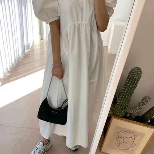 Summer Korean Long Dress Women O-Neck Puff Sleeve Casual Solid Midi Dress Vintage Puff Sleeve Oversized Party Dress High Waist
Summer Korean Long Dress Women O-Neck Puff Sleeve Casual Solid Midi Dress Vintage Puff Sleeve Oversized Party Dress High Waist