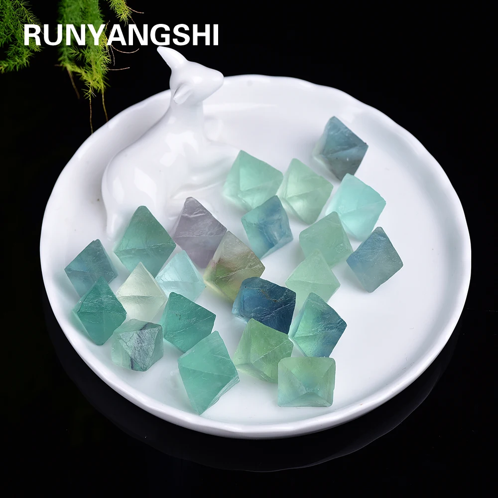 

Natural Green fluorite Octahedral crystal point Raw Gemstone Ornament Cane Decoration Stone Collection Stone Crystals Mineral