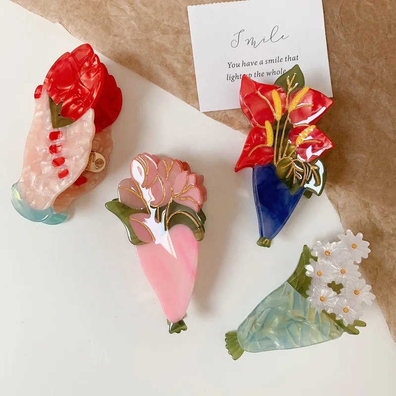 Acetate Hair Claws Sweet Colorful Flower Shape Crab Hair Clip Hairpin Headwear for Women Makeup Bath Hair Accessories
Acetate Hair Claws Sweet Colorful Flower Shape Crab Hair Clip Hairpin Headwear for Women Makeup Bath Hair Accessories