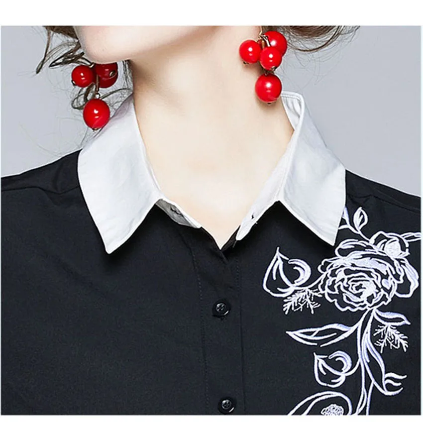 High Quality Embroidery Tops Autumn Long Sleeve Casual Shirt Women Sexy Sheer Black Mesh Chiffon Blouse Blusa De Mujer 2020
High Quality Embroidery Tops Autumn Long Sleeve Casual Shirt Women Sexy Sheer Black Mesh Chiffon Blouse Blusa De Mujer 2020
