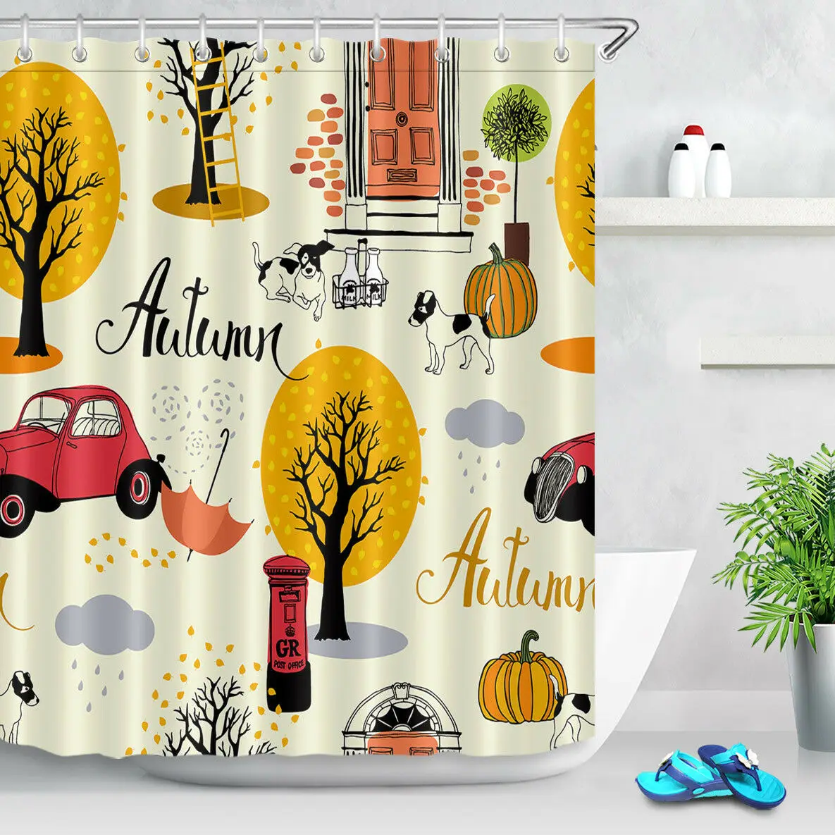 Golden Autumn Scene Waterproof Fabric Shower Curtain Set Bathroom
Golden Autumn Scene Waterproof Fabric Shower Curtain Set Bathroom