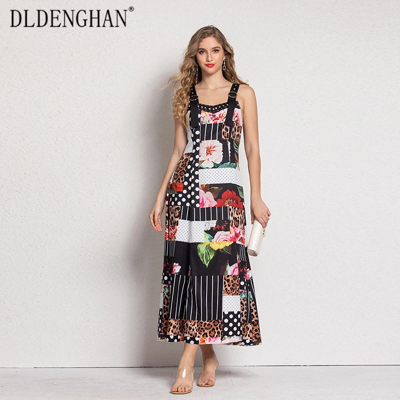 DLDENGHAN Fashion Flower Pattern Summer Dress Women's Spaghetti Strap Diamonds Vacation Long Dresses Designer New
DLDENGHAN Fashion Flower Pattern Summer Dress Women's Spaghetti Strap Diamonds Vacation Long Dresses Designer New