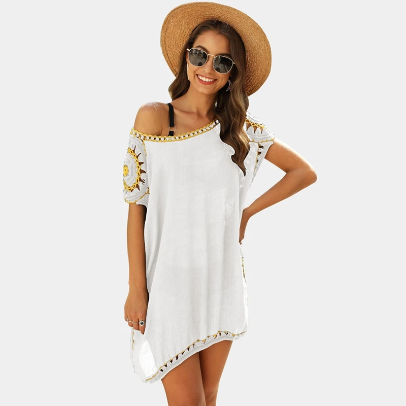 Women's Feature Hand Hook Flower Stitching Irregular Loose Beach Sunsn Blouse White One Size
Women's Feature Hand Hook Flower Stitching Irregular Loose Beach Sunsn Blouse White One Size