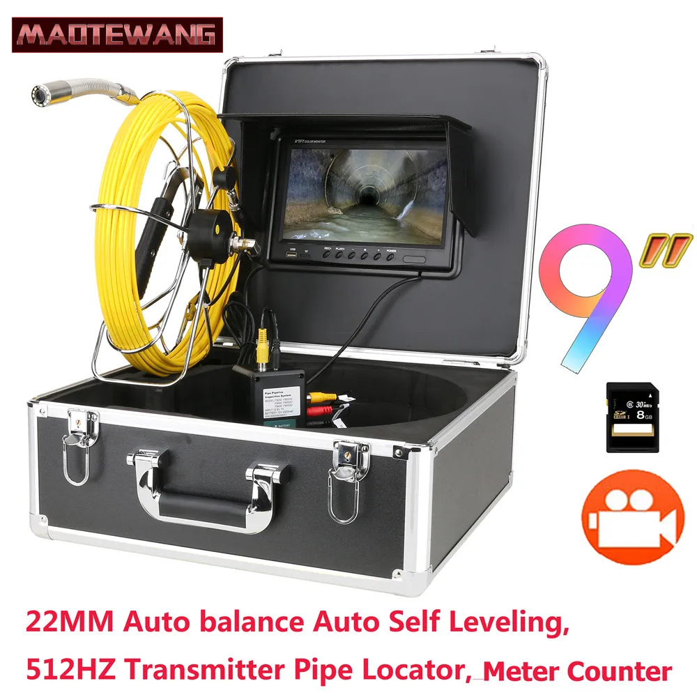 9 inch DVR Monitor 40M Sewer Pipe Inspection Video Camera with Meter Counter Auto Self Leveling 512HZ Transmitter Pipe Locator
9 inch DVR Monitor 40M Sewer Pipe Inspection Video Camera with Meter Counter Auto Self Leveling 512HZ Transmitter Pipe Locator