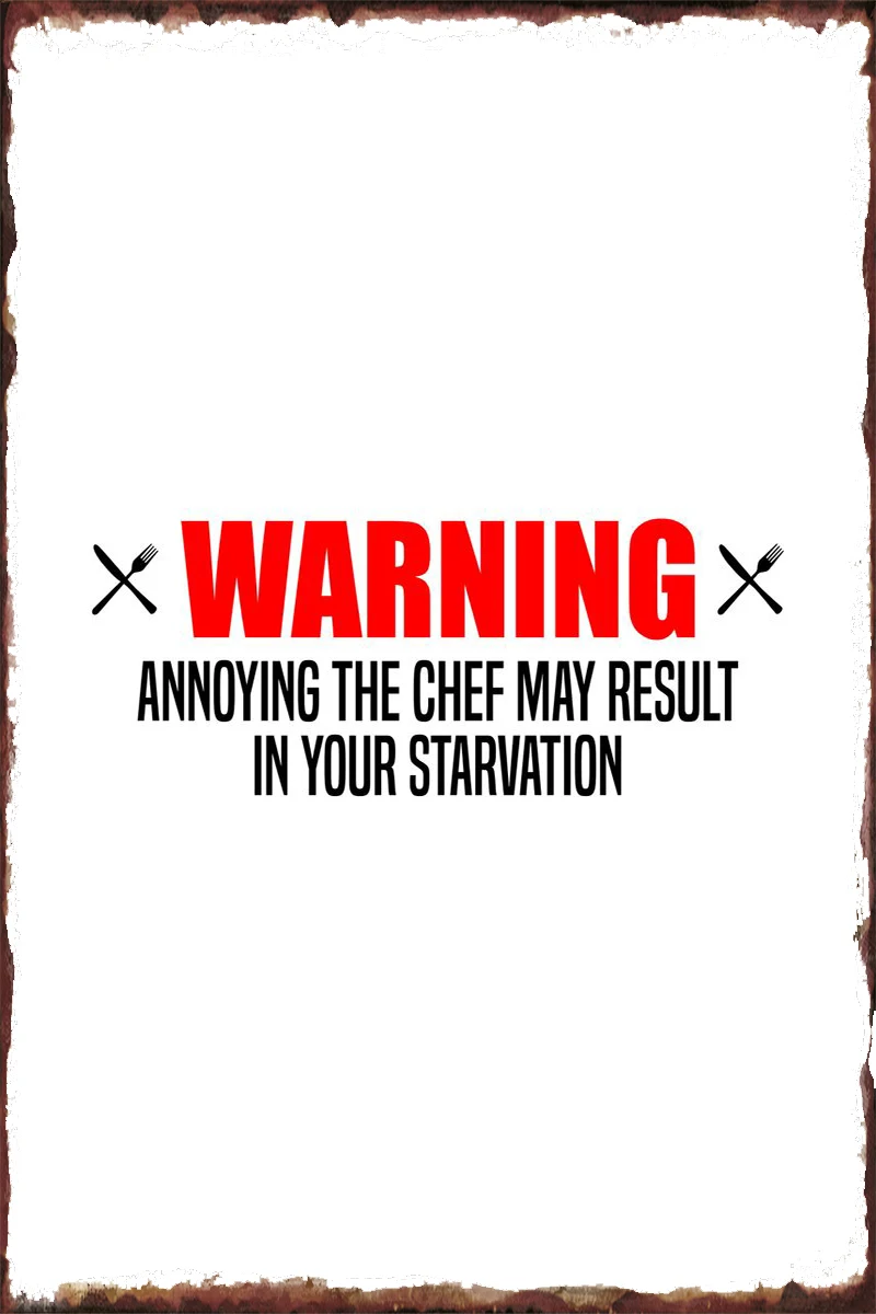 Warning Annoying Chef Room Decoration Retro Vintage Metal Sign Tin Sign Tin Plates Wall Decor For Cafe Pub Home Club Man Cave
Warning Annoying Chef Room Decoration Retro Vintage Metal Sign Tin Sign Tin Plates Wall Decor For Cafe Pub Home Club Man Cave
