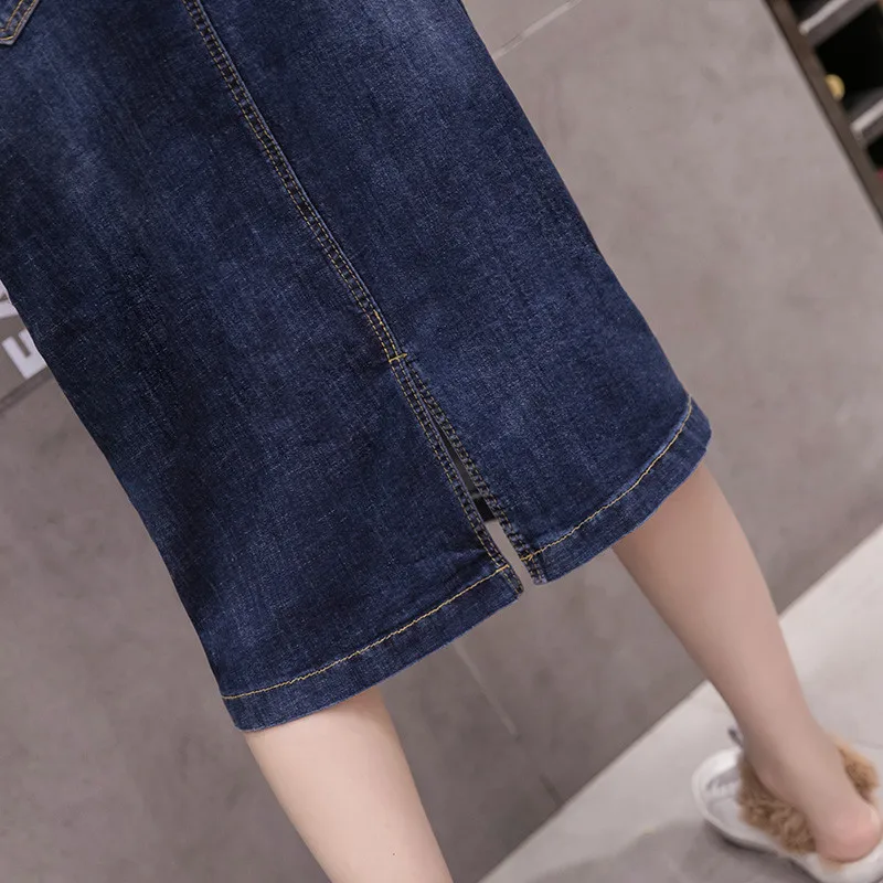 Women's Denim Skirts 2020 Spring Autumn New High Waist Package Hip A-line Skirt Mid-length Elastic Splicing Sexy Split Skirt 293
Women's Denim Skirts 2020 Spring Autumn New High Waist Package Hip A-line Skirt Mid-length Elastic Splicing Sexy Split Skirt 293