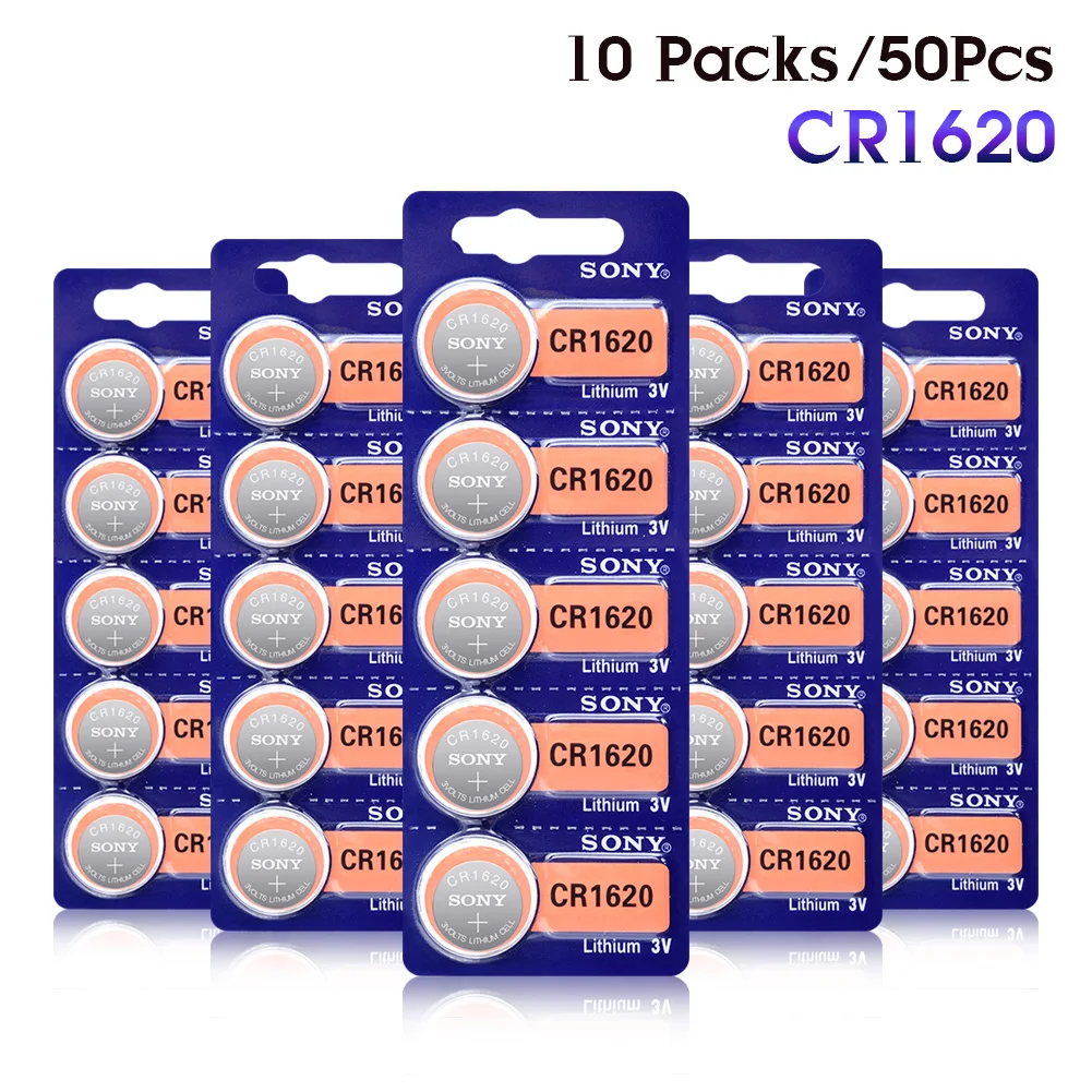 

50Pcs/Lot Sony Original cr1620 Button Cell Batteries For Watch 3V Lithium Battery CR 1620 BR1620 Remote Control Calculator