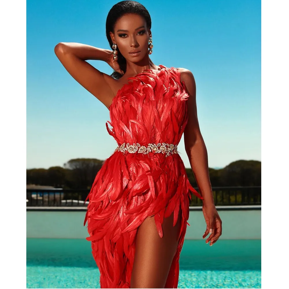Women Summer Sexy Strapless Backless Beading Sequins Glitter Feather Red Bodycon Dress 2021 Designer Evening Party Dress Vestido
Women Summer Sexy Strapless Backless Beading Sequins Glitter Feather Red Bodycon Dress 2021 Designer Evening Party Dress Vestido