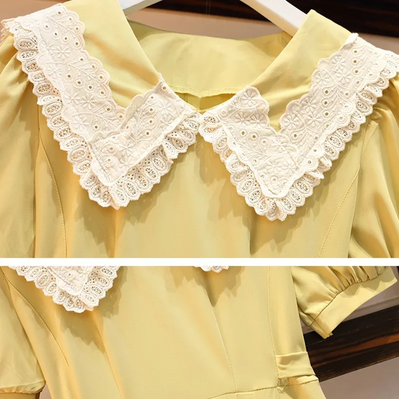 Plus Size Women Summer Elegant A-line Dress New Arrival 2021 Fashion Peter Pan Collar Ladies Knee-length Party Dresses W336
Plus Size Women Summer Elegant A-line Dress New Arrival 2021 Fashion Peter Pan Collar Ladies Knee-length Party Dresses W336