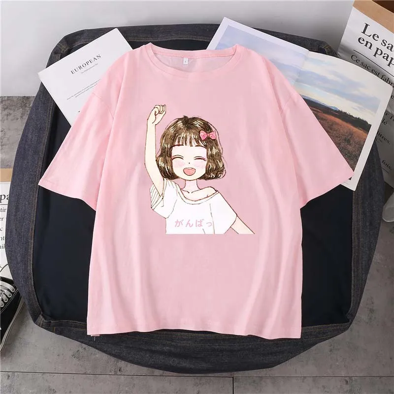 Summer New Refueling Smiling Girl Print Short-Sleeved Daily Simple Casual T-Shirt Pure Cotton Round Neck Unisex 14-Color Top
Summer New Refueling Smiling Girl Print Short-Sleeved Daily Simple Casual T-Shirt Pure Cotton Round Neck Unisex 14-Color Top