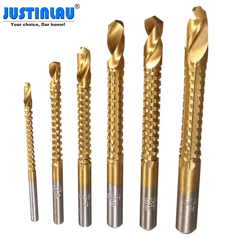JUSTINLAU 6Pcs Titanium Coated Twist Drill Bits Wood Metal Plastic Cutting Saw Drill Bit Set
JUSTINLAU 6Pcs Titanium Coated Twist Drill Bits Wood Metal Plastic Cutting Saw Drill Bit Set