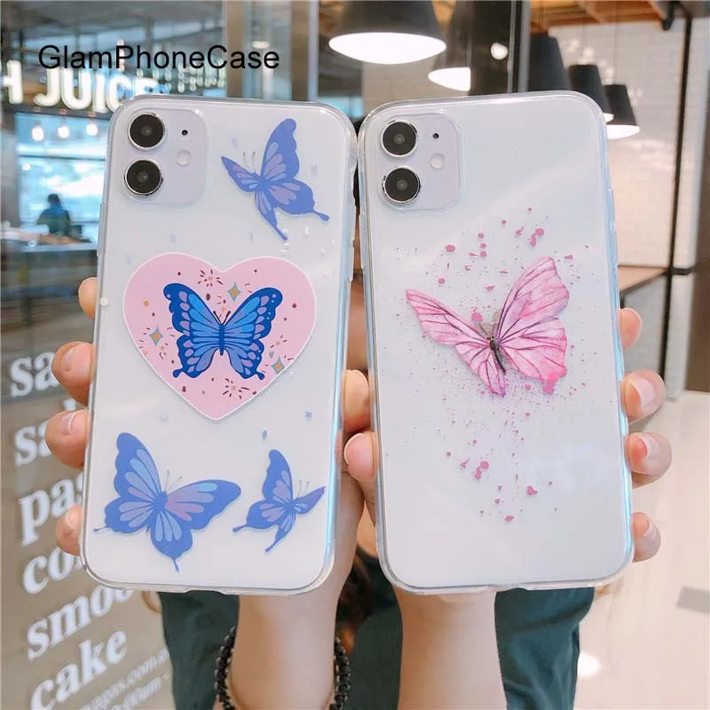 GlamPhone чехол Tpu бабочка для телефона iphone 2 11Pro/Max X XS Max XR Мягкий силиконовый iPhone11 7 8Plus