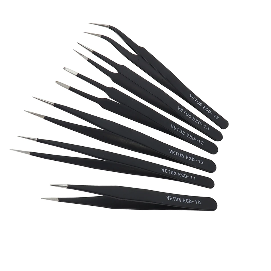Original Vetus ESD Precision Tweezers Stainless Steel Anti Acid Magnetic BGA Rework Welding Tools Industrial tweezers
Original Vetus ESD Precision Tweezers Stainless Steel Anti Acid Magnetic BGA Rework Welding Tools Industrial tweezers